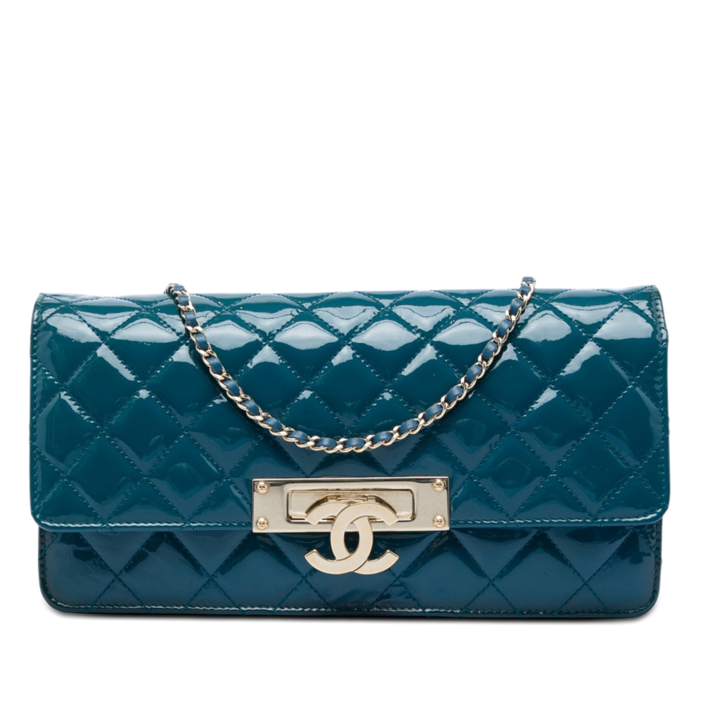 Pre-Loved Chanel Quilted Patent Golden Class East West Wallet on Chain